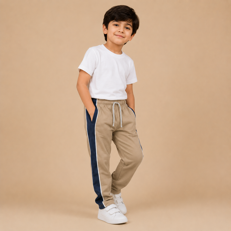 Premium Boys Trouser-Khaki With Navy -T36