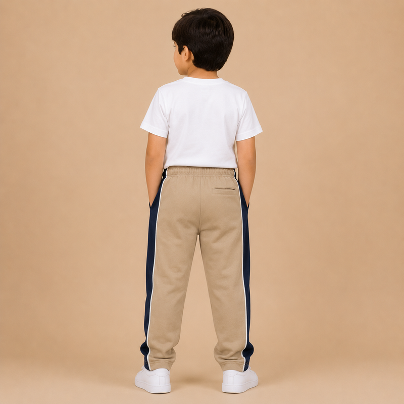Premium Boys Trouser-Light Khaki With Navy -T37