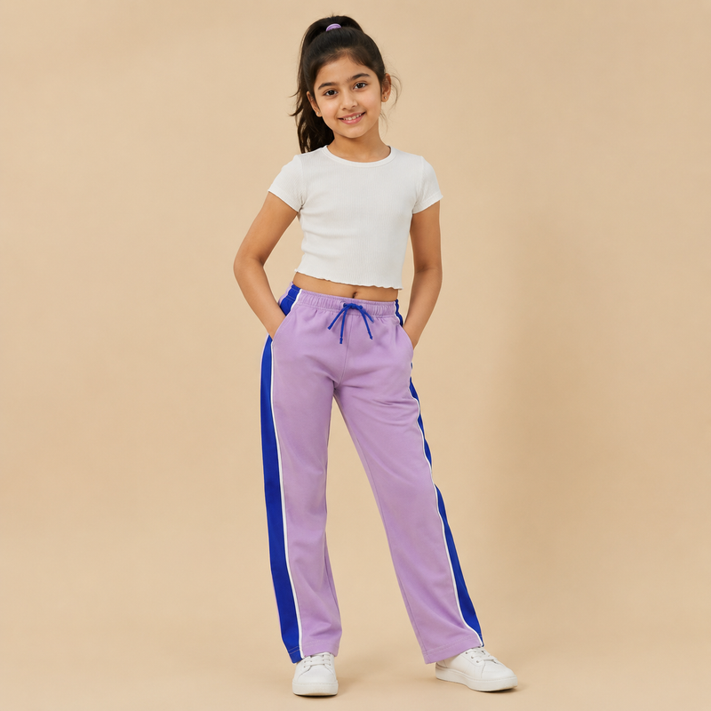 Premium Boys Trouser- Light Lavender With Royle Blue -T40