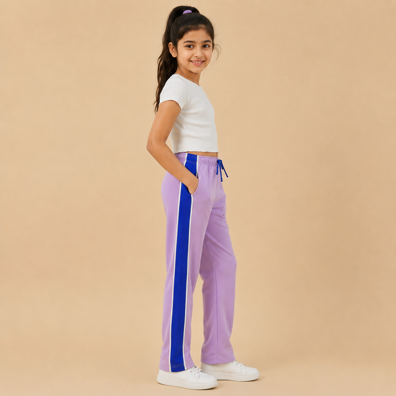 Premium Boys Trouser- Light Lavender With Royle Blue -T40