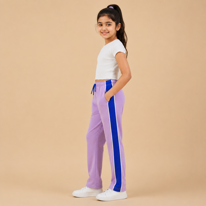 Premium Boys Trouser- Light Lavender With Royle Blue -T40