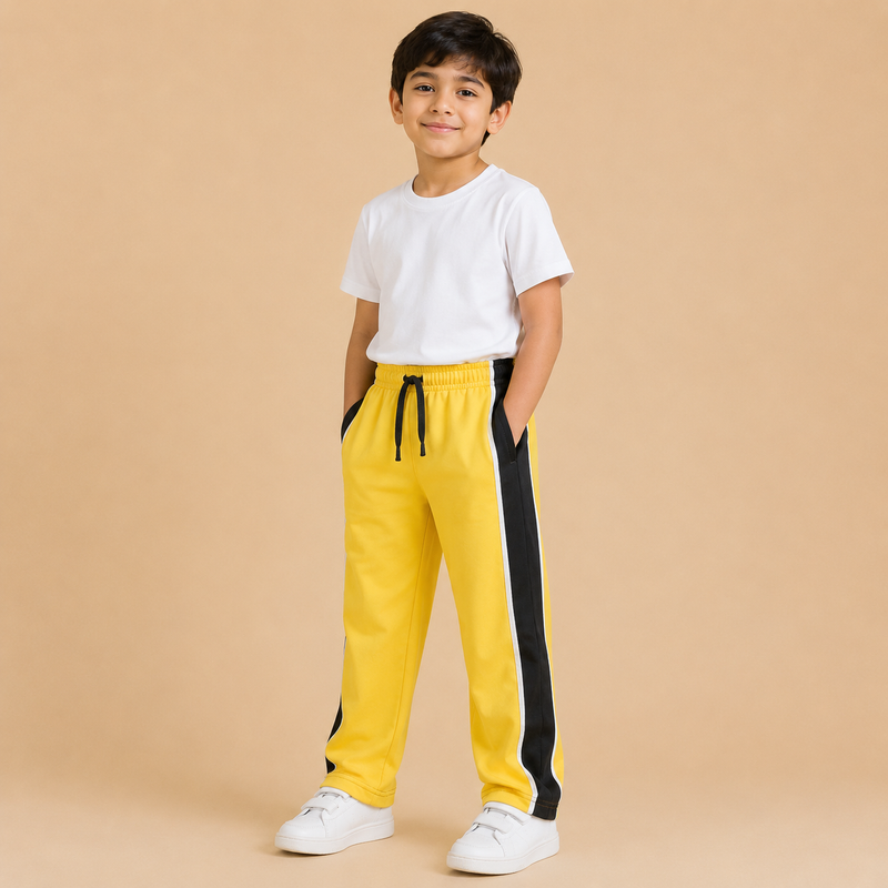 Premium Boys Trouser-Golden Yellow With Navy -T27