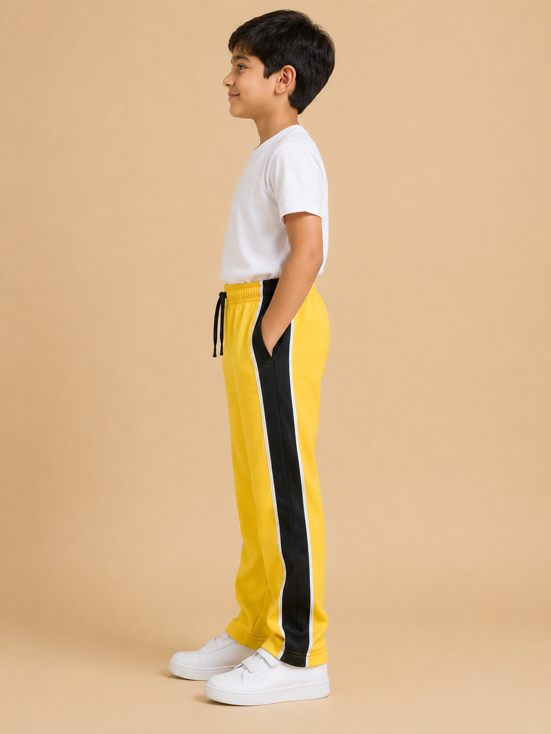 Premium Boys Trouser-Golden Yellow With Navy -T27