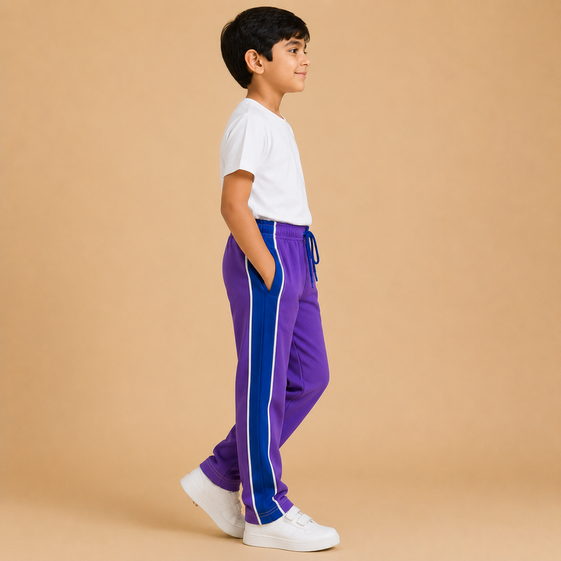 Premium Boys Trouser- Medium Purple With Navy -T28