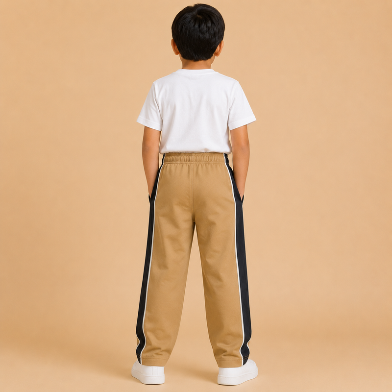 Premium Boys Trouser-  Camel Beige With Navy -T29