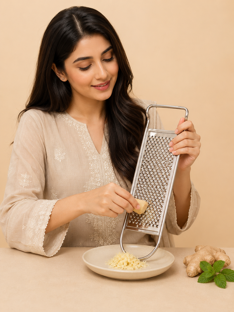 Stainless Steel Handheld Flat Grater – Multi-Purpose Kitchen Cheese & Vegetable Grater