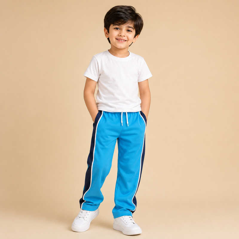 Premium Boys Trouser- Sky Blue With Navy T42