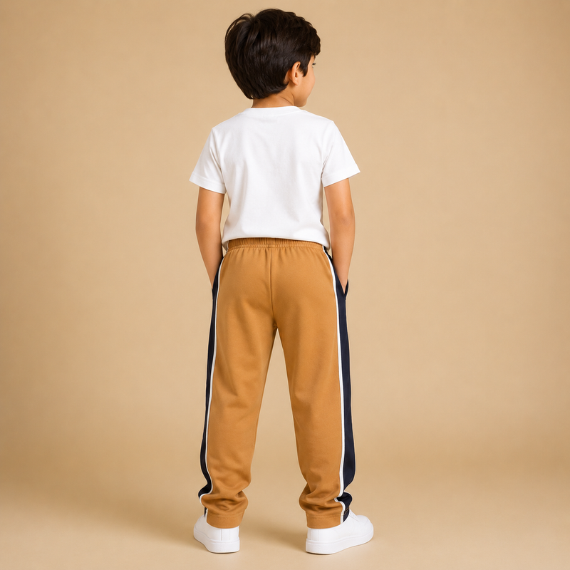 Premium Boys Trouser- Light Camel With Navy T43