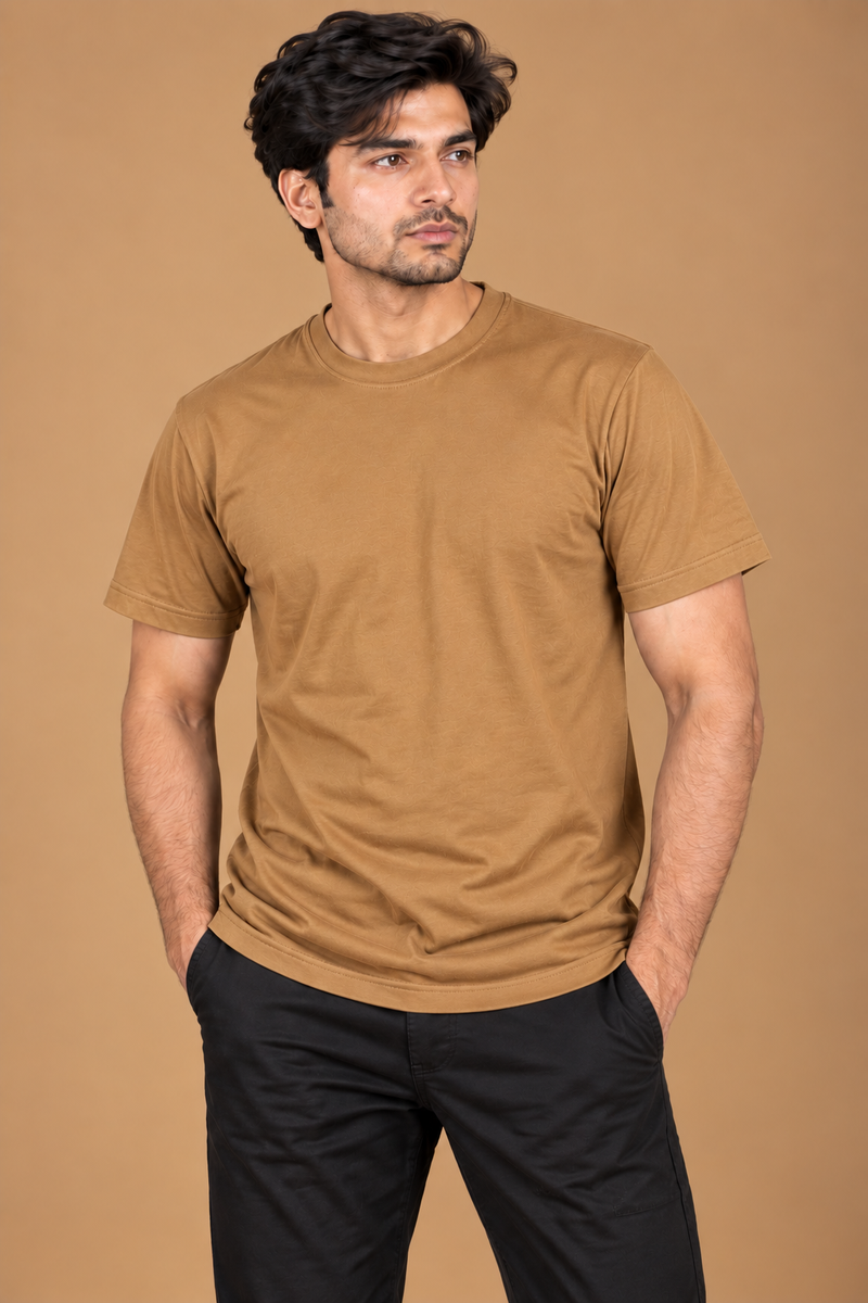 Louis Vicaci spandex Summer T Shirt For Men Light khaki ds312