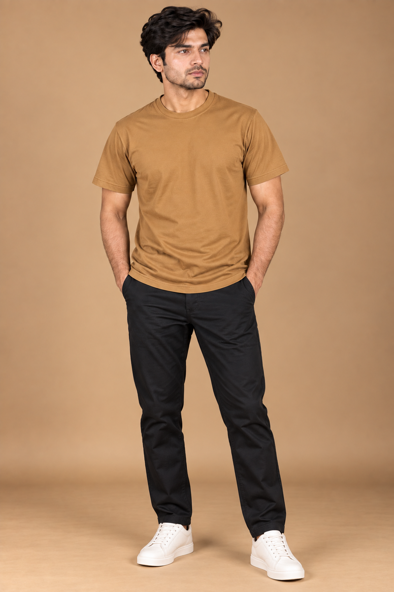 Louis Vicaci spandex Summer T Shirt For Men Light khaki ds312