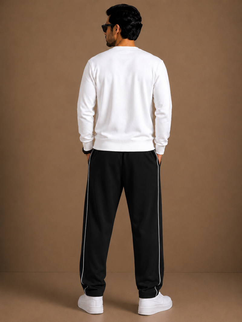 Stylish Regular Fit Both Season Trouser For Men Roesy Black with white stripes tr8
