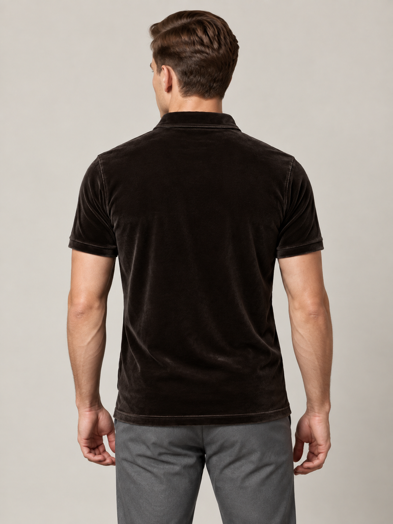 Men’s Premium Velvet Polo Shirt for men Dark Brown vp01