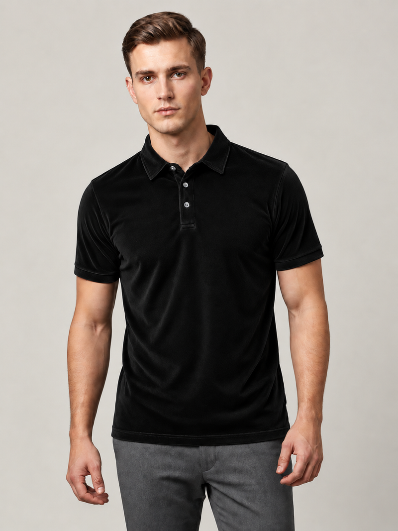 Men’s Premium Velvet Polo Shirt for men Dark Black vp04