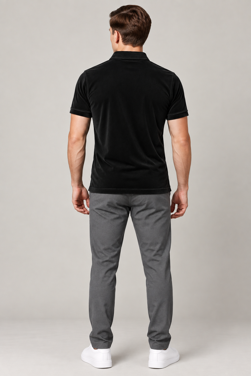 Men’s Premium Velvet Polo Shirt for men Dark Black vp04