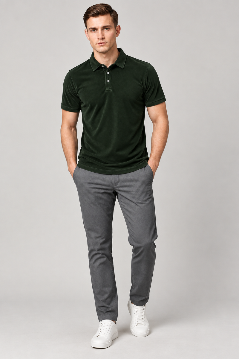 Men’s Premium Velvet Polo Shirt for men Dark green vp02