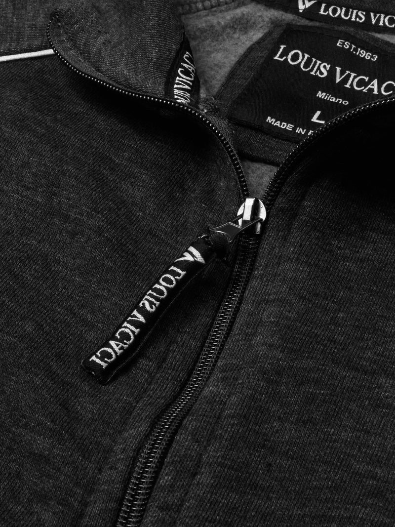 Louis Vicaci Fleece Zipper Tracksuit For Men-Charcoal Melange-RT1247