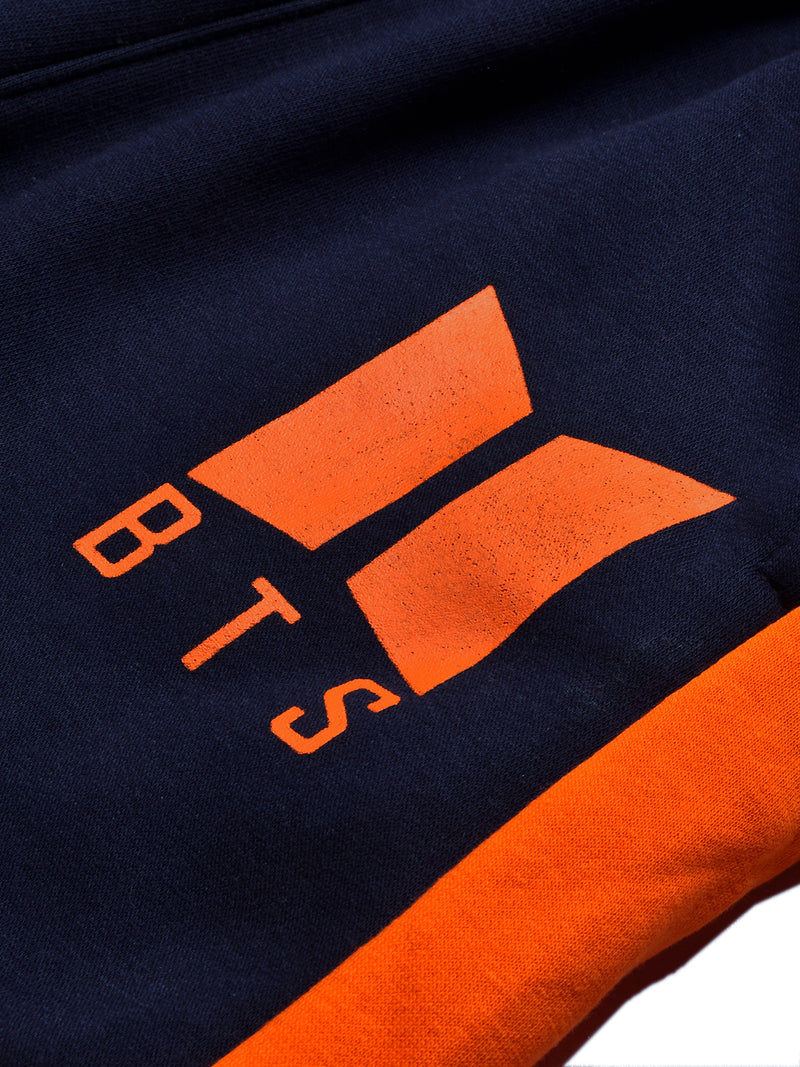 BTS Fleece Tracksuit For Kids-Dark Navy & Orange Panels-BR989