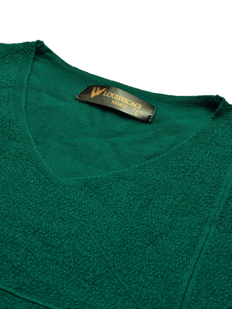 Louis Vicaci Full Sleeve Wool Sweatshirt For Men-Dark Green-BR1035