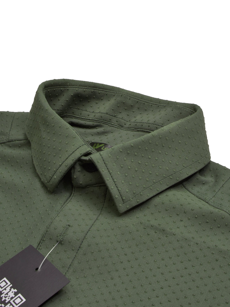 Louis Vicaci Super Stretchy Slim Fit Long Sleeve Summer Formal Casual Shirt For Men-Olive-RT2516