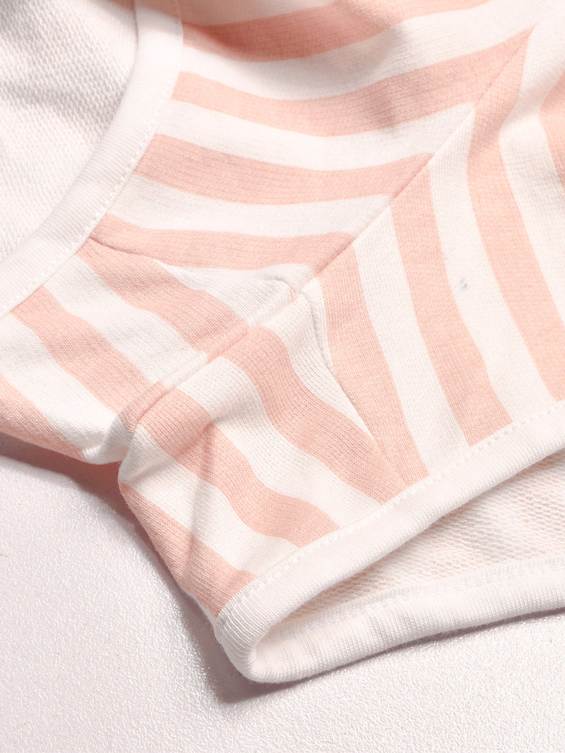 Next Terry Fleece Short Length Terry Short For Ladies-White with Pink Stripe-BR969