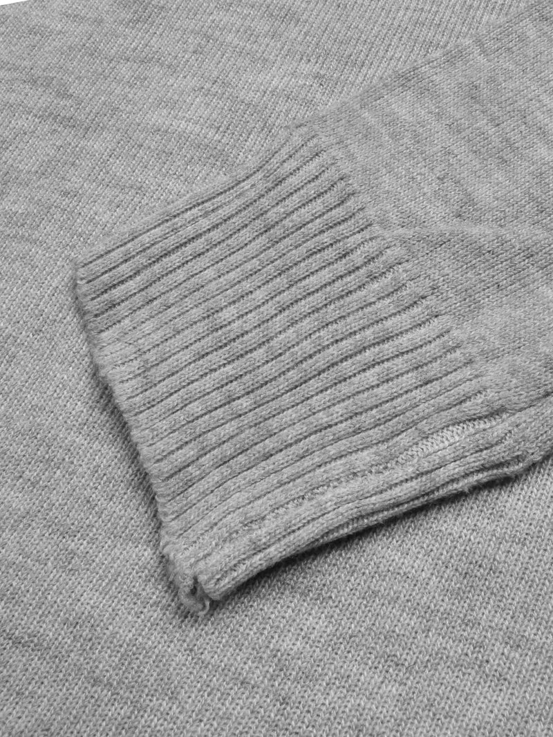Full Fashion Crew Neck Wool Sweater For Men-Grey Melange-RT2254