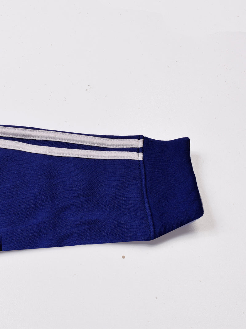 Premium Quality Crew Neck Fleece Sweatshirt For Men-Royal Blue With White Stripes-RT1554