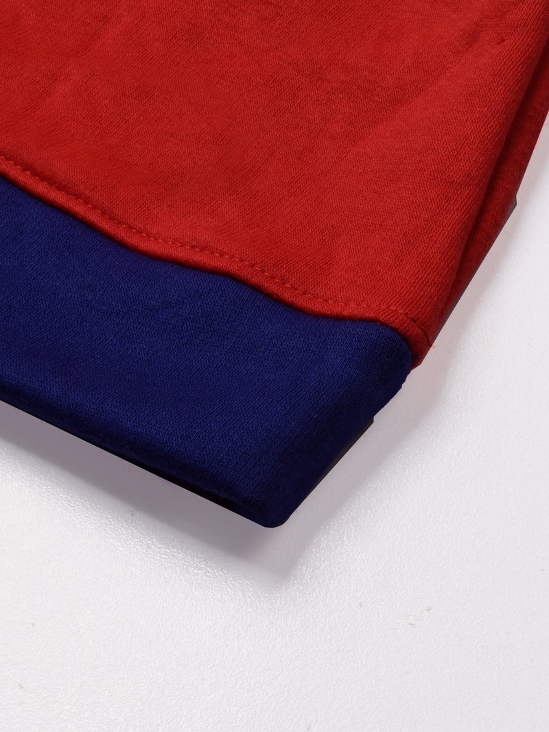 Premium Quality Crew Neck Fleece Sweatshirt For Men-Royal Blue With White Stripes-RT1554
