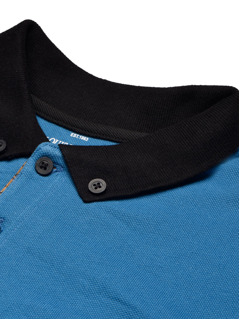 Summer Polo Shirt For Men-Dark Sky with Black-BR13047