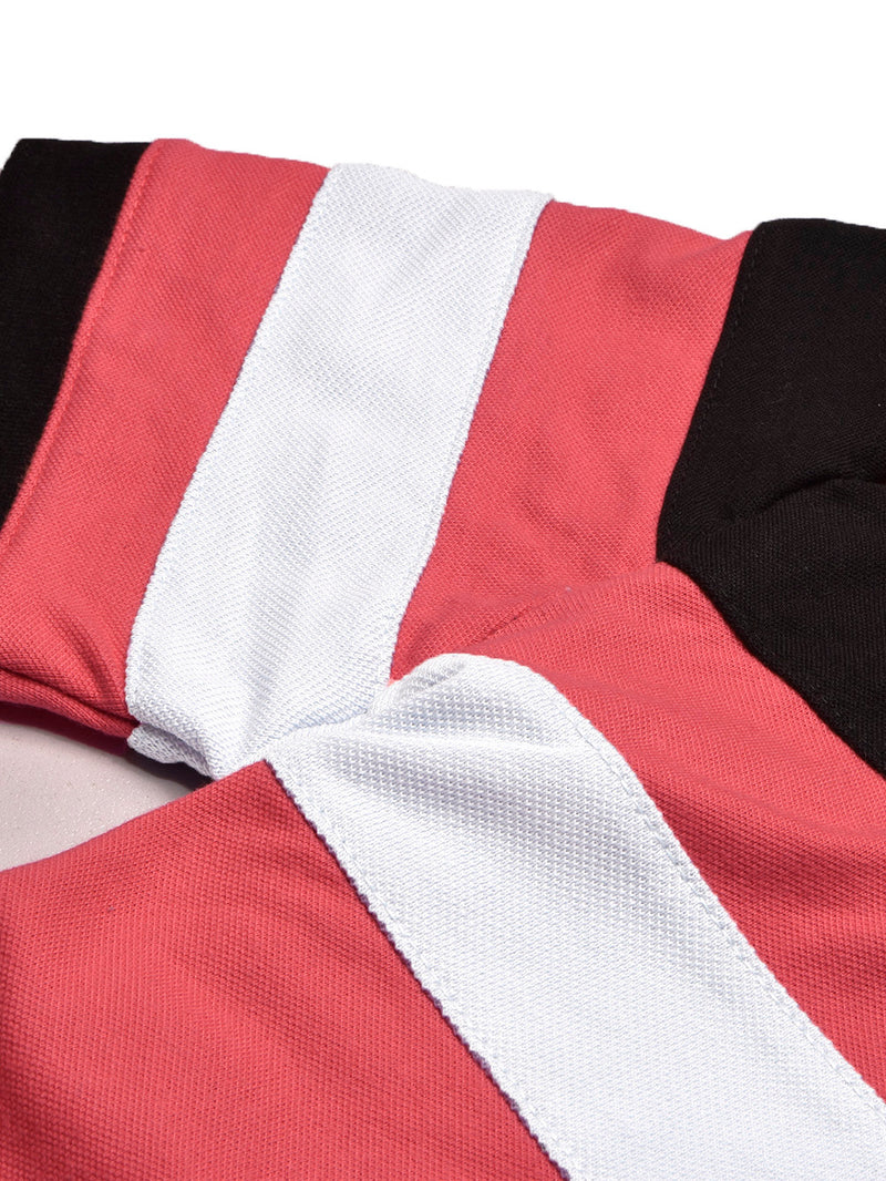Summer Polo Shirt For Men-Pink with Sky & Black-BR13048