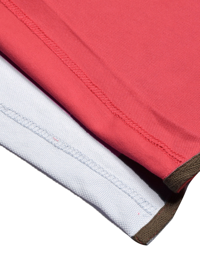 Summer Polo Shirt For Men-Pink with Sky & Black-BR13048