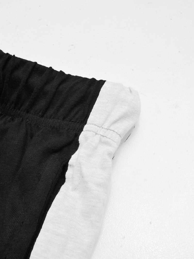 Next Single Jersey Short For Kids-Black With Grey Melange Stripes-RT2510