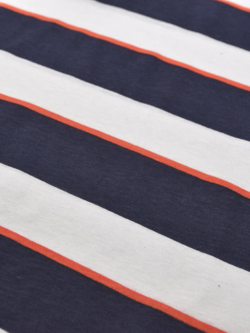 Nxt Single Jersey Crew Neck Tee Shirt For Men-White with Navy Stripe-BR13207