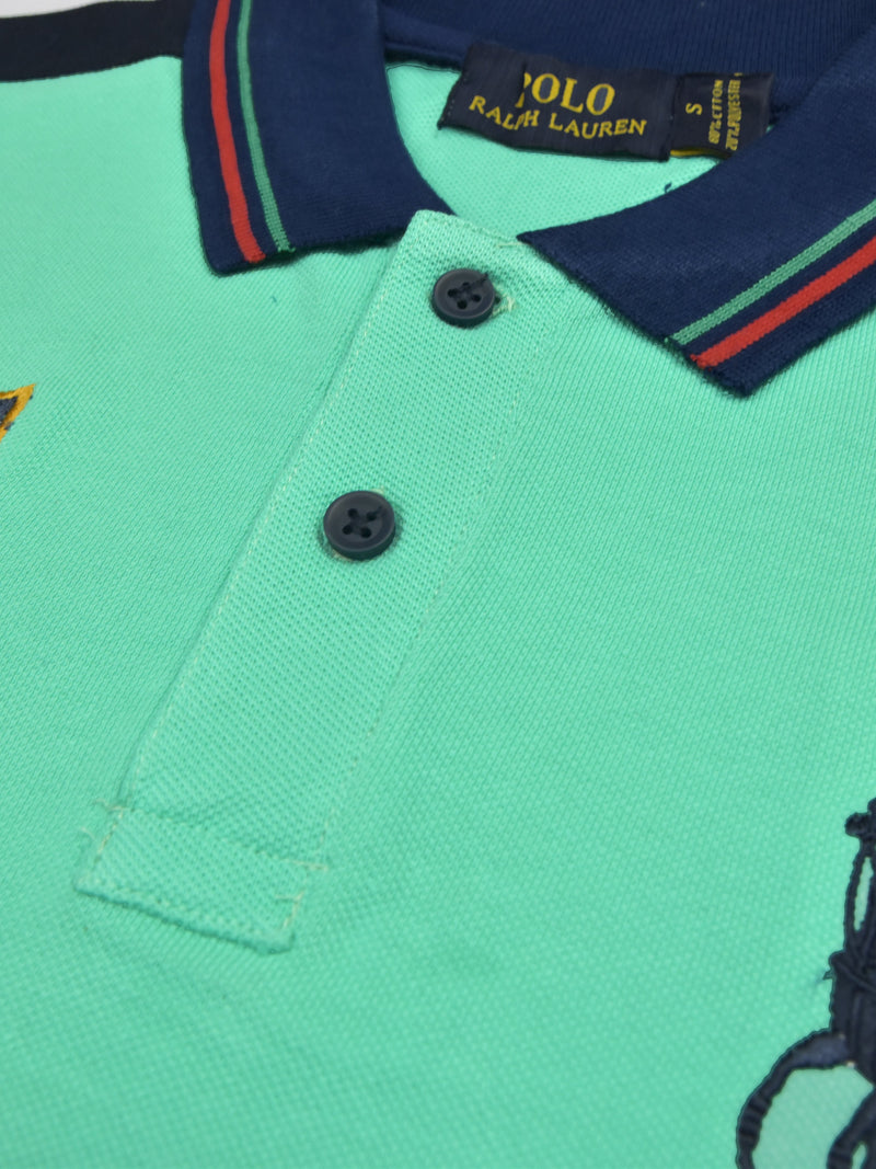 PRL Stylish Pique Summer Polo For Men-Cyan With Navy & Red-RT718