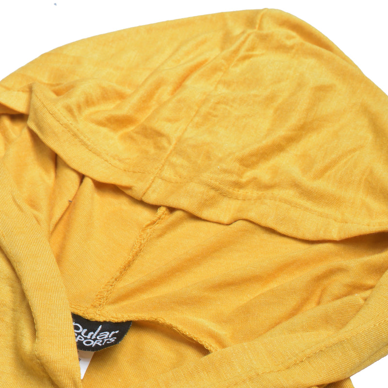 Popular Sports Long Sleeve Crop Hooded Tee Shirt For Women-Yellow-BR13682