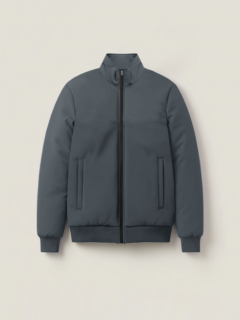 Stylish Winter Zipper Mockneck Jacket For Men-Grey-BRPH13