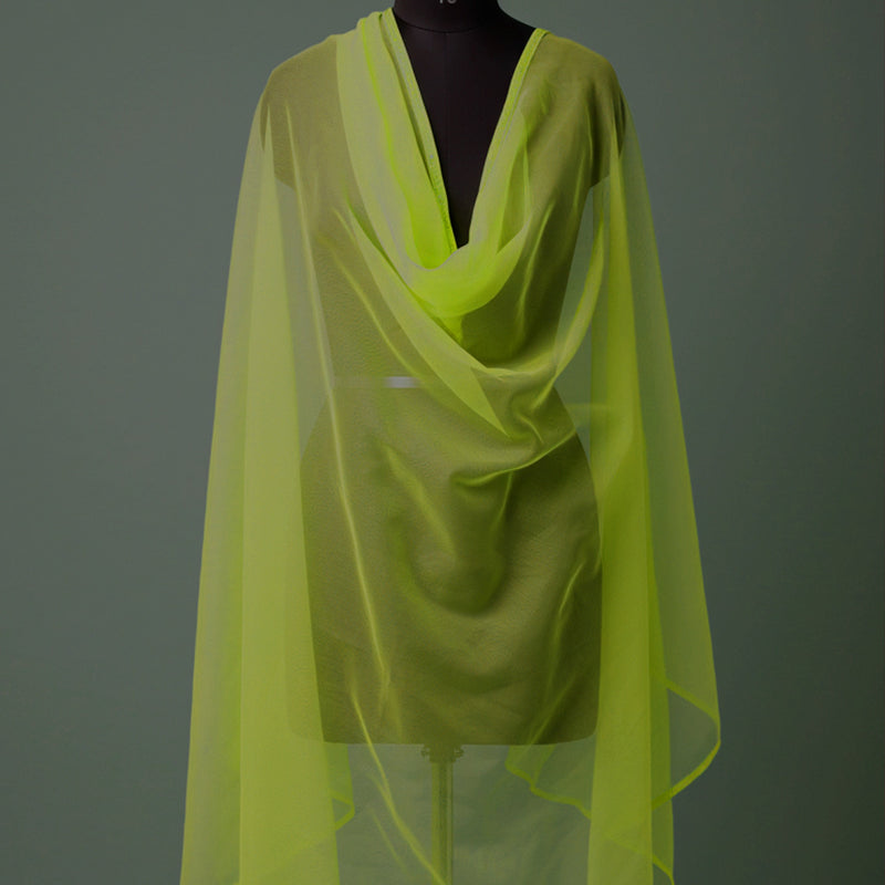 Imported Net Dupatta-Lime Yellow
