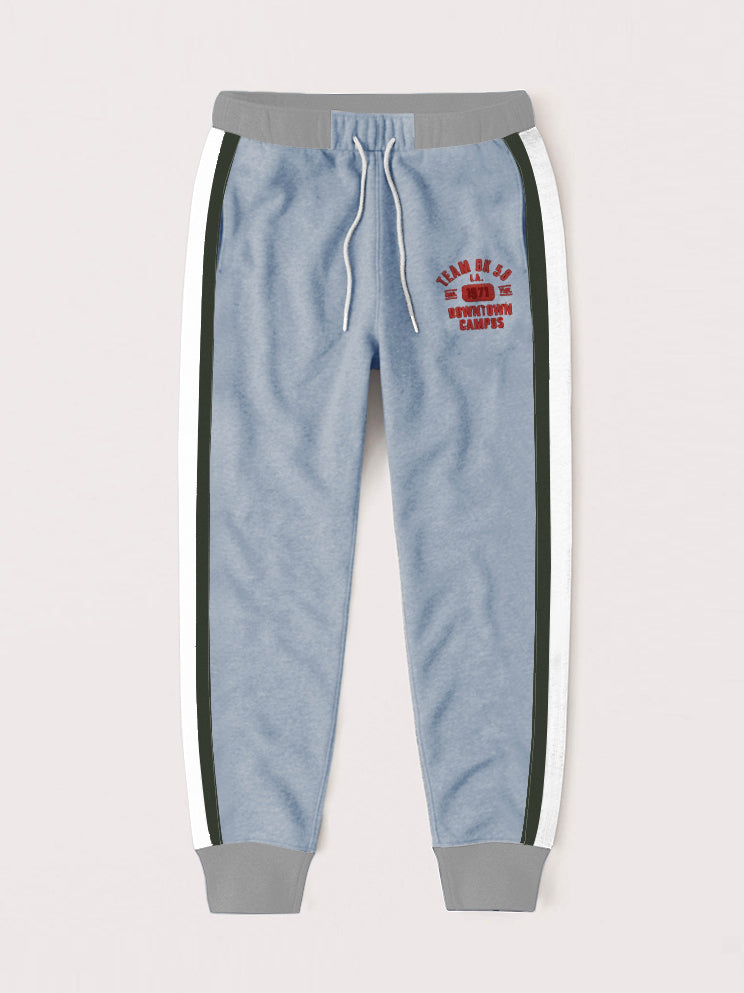 D.K Terry Fleece Slim Fit Jogger Trouser For Kids-Sky With Stripes-AZ65