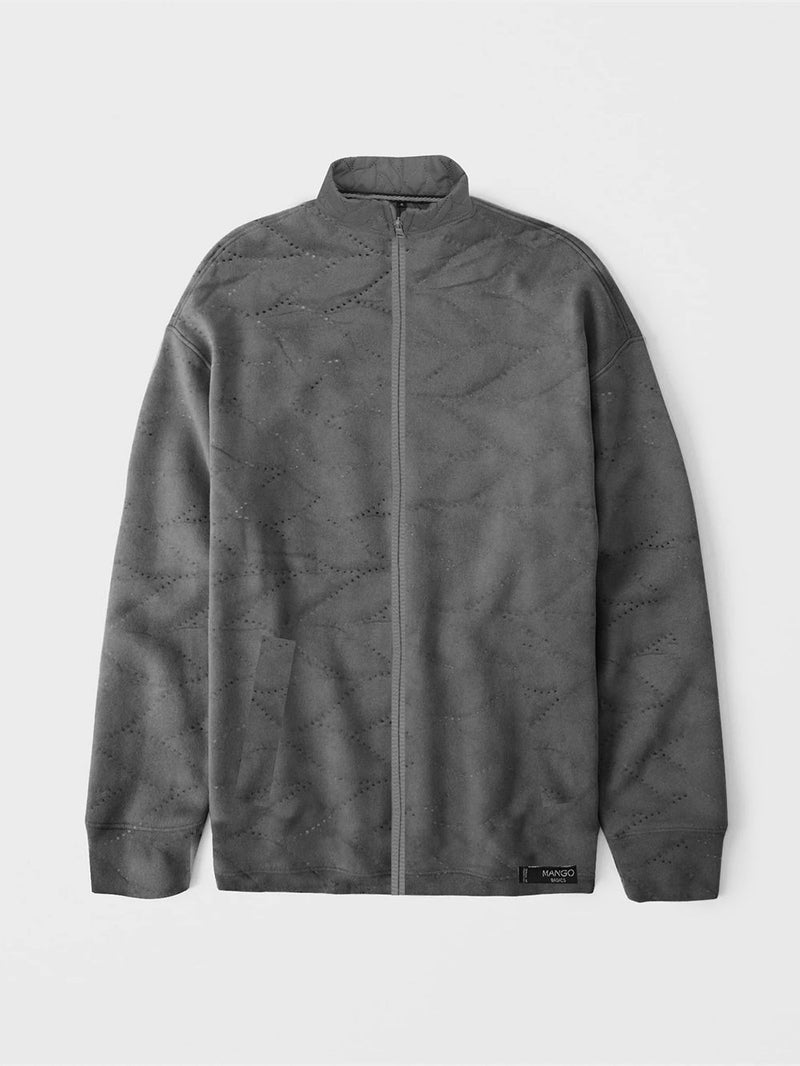 Mango Quilted Zipper Mock Neck Jacket For Kids-Dark Grey-BR938