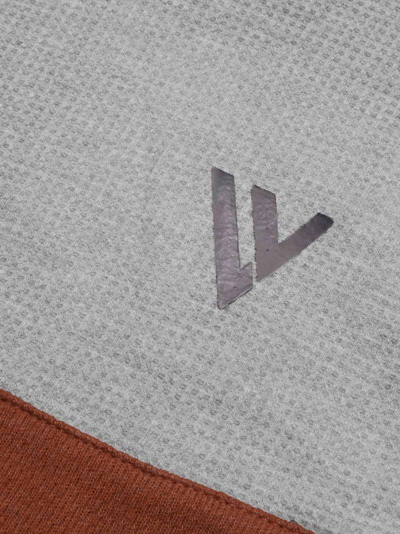 LV Crew Neck Long Sleeve Thermal Tee Shirt For Kids-Grey with Orange & Green-BR13220
