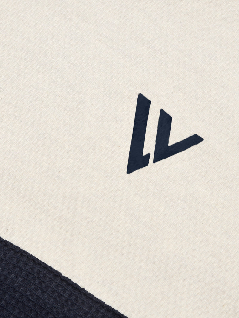 LV Crew Neck Long Sleeve Thermal Tee Shirt For Kids-Off White with Navy & Zinc-BR13219