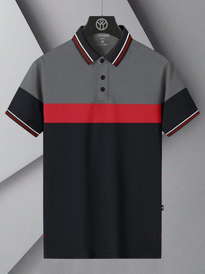 Stylish Spandex Dry Polo Shirt For Men-Black-BE1342/Rt024