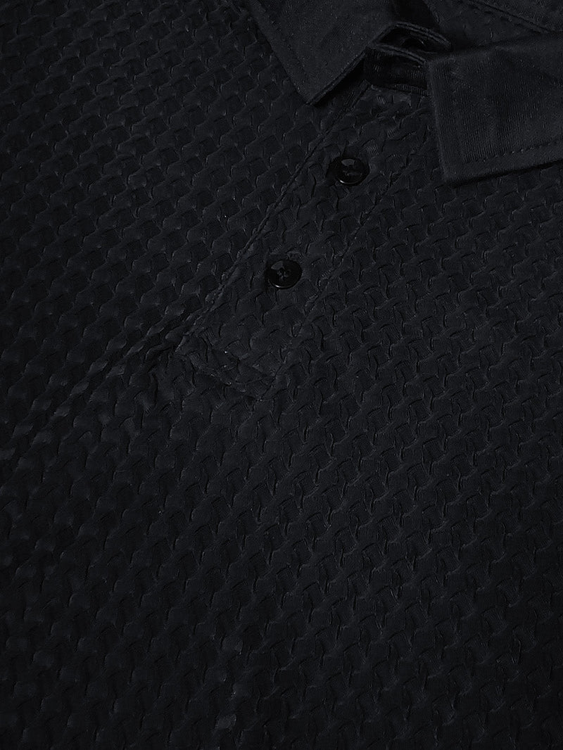 Stylish Spandex Dry Polo Shirt For Men-Black-BE1342/Rt009