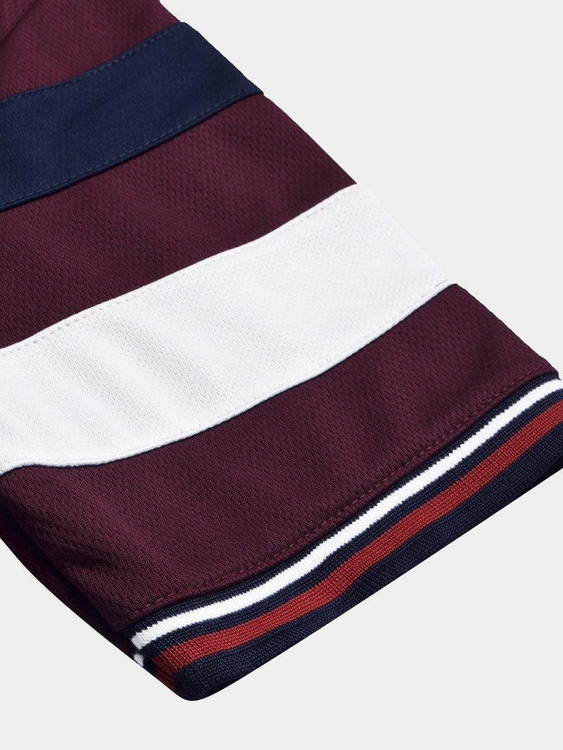 Summer Active Wear Polo Shirt For Men-Maroon with Stripe-BR13745