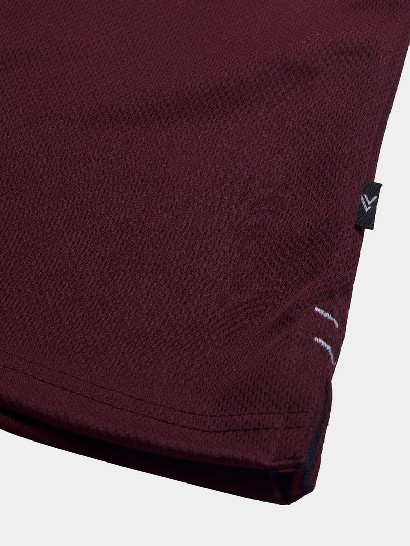 Summer Active Wear Polo Shirt For Men-Maroon with Stripe-BR13745