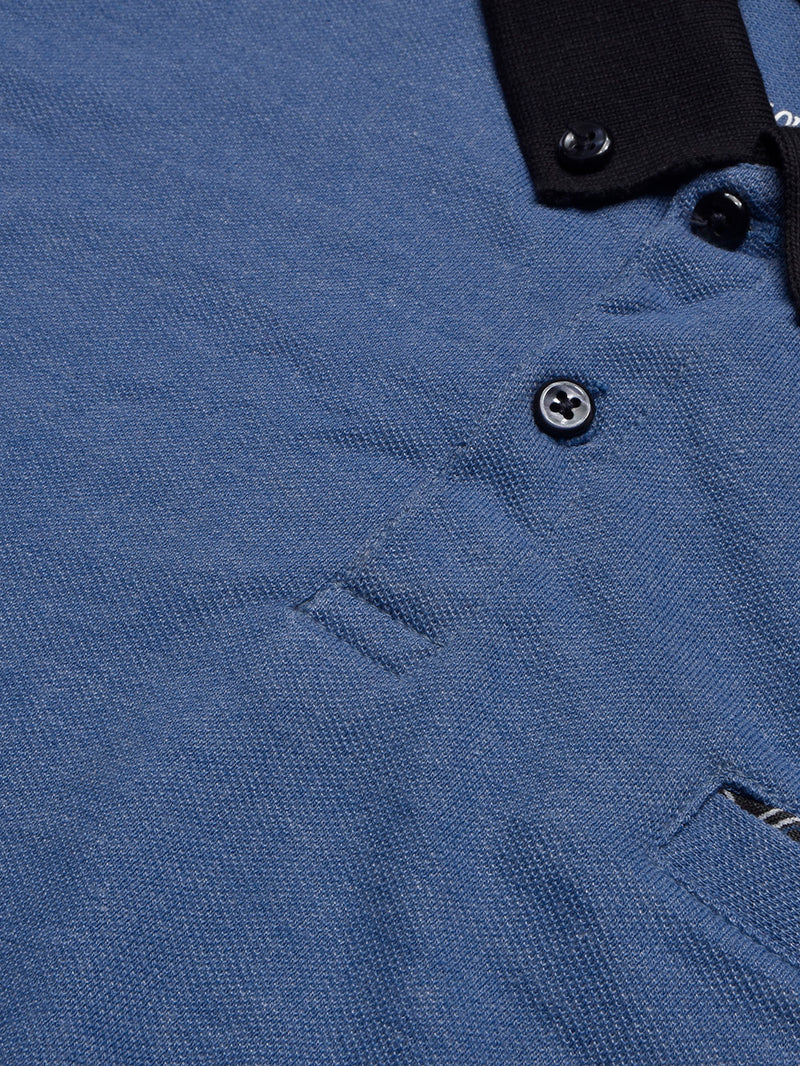 Summer Polo Shirt For Men-Blue Melange-BR13035
