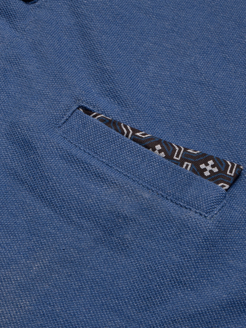 Summer Polo Shirt For Men-Blue Melange-BR13035