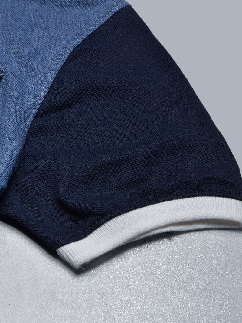 Summer Polo Shirt For Men-Blue Melange-BR13035