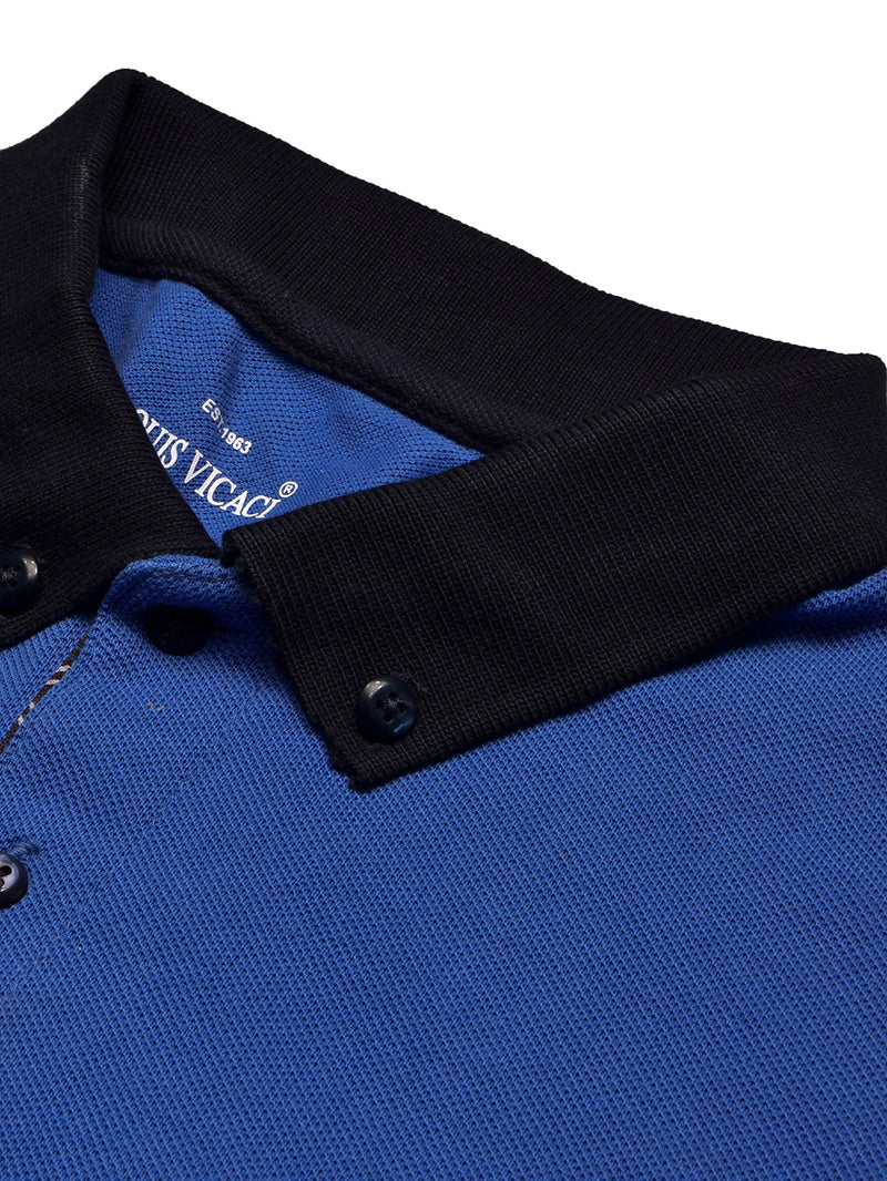Summer Polo Shirt For Men-Blue & Navy-BR13046