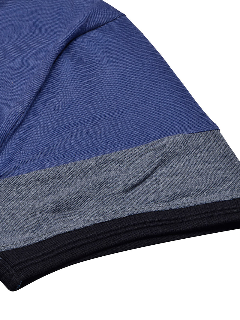 Summer Polo Shirt For Men-Blue with Maroon & Navy Melange Panel-BR13077