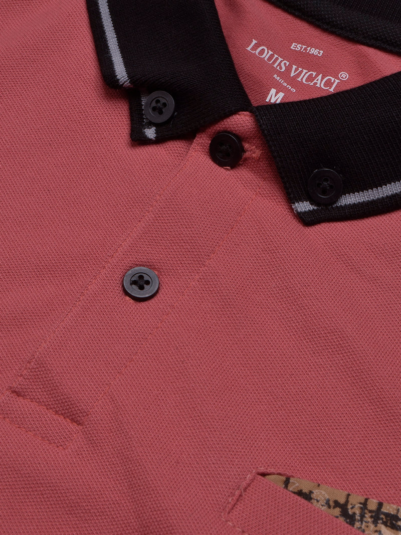 Summer Polo Shirt For Men-Carrot Red with Black-BR13015